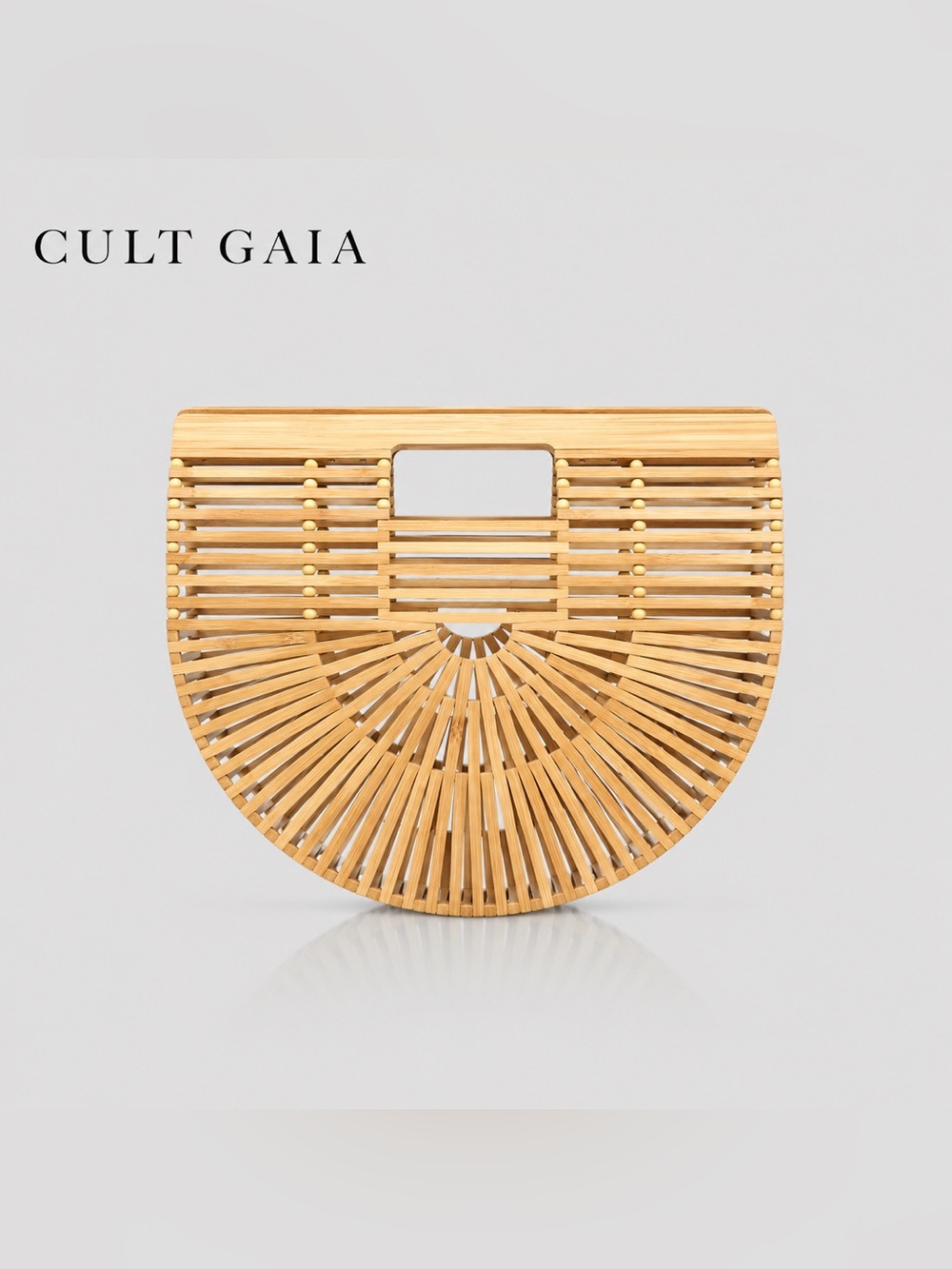 Cult Gaia Ark Bamboo Clutch Bag Natural Wood